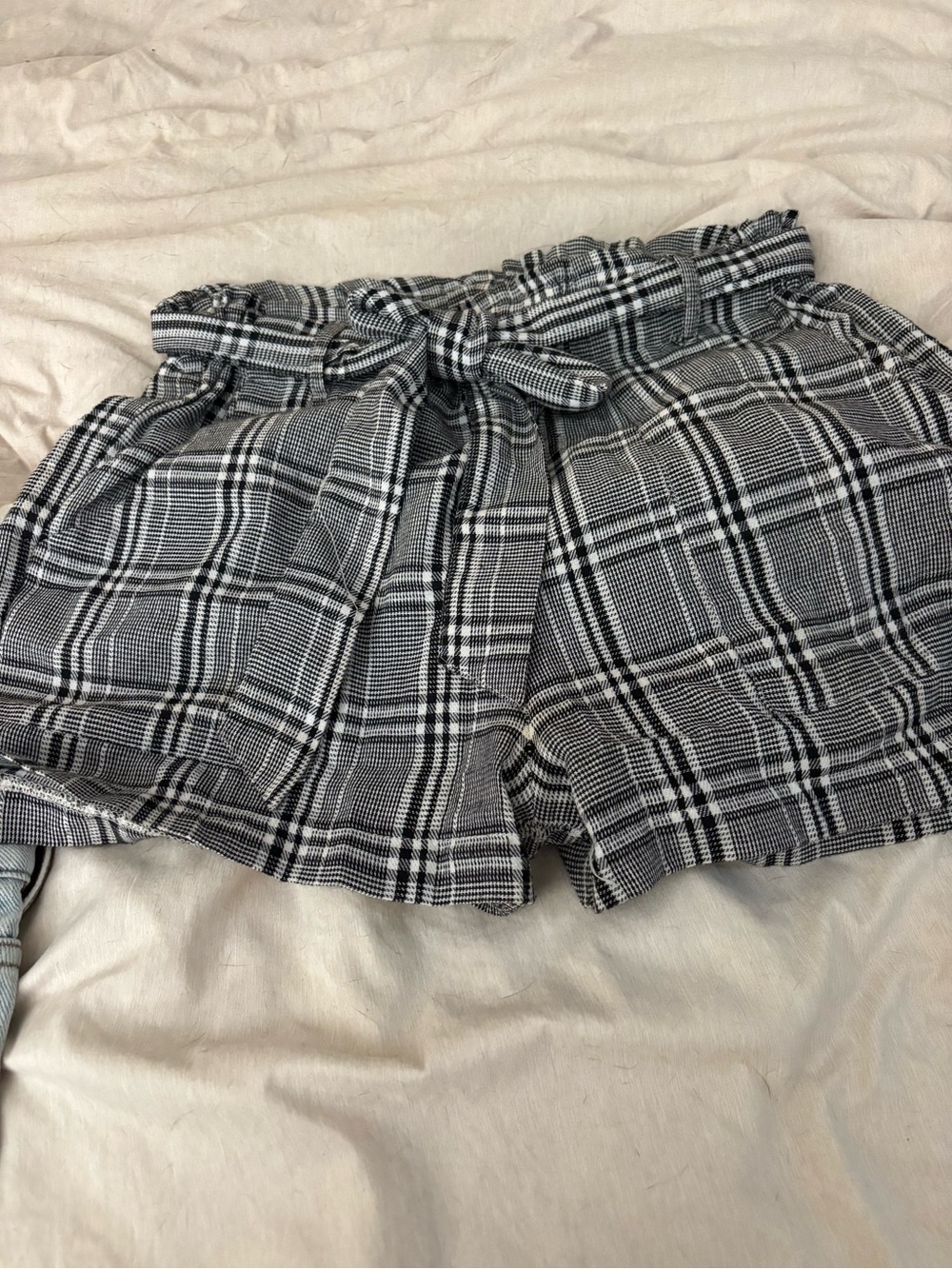 Shinestar Black & White Plaid Paperbag Shorts